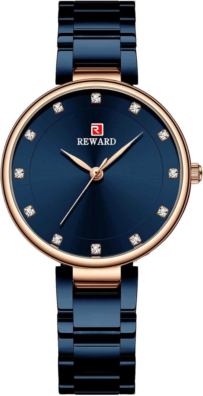Amazon Reward 腕時計 レディース 女性用 女の子 おしゃれ 贅沢 ブランド キラキラ 可愛い おしゃれ クォーツとステンレス カジュアル 通勤 ビジネス 誕生日ギフト ディープ ブルー 腕時計 腕時計 通販