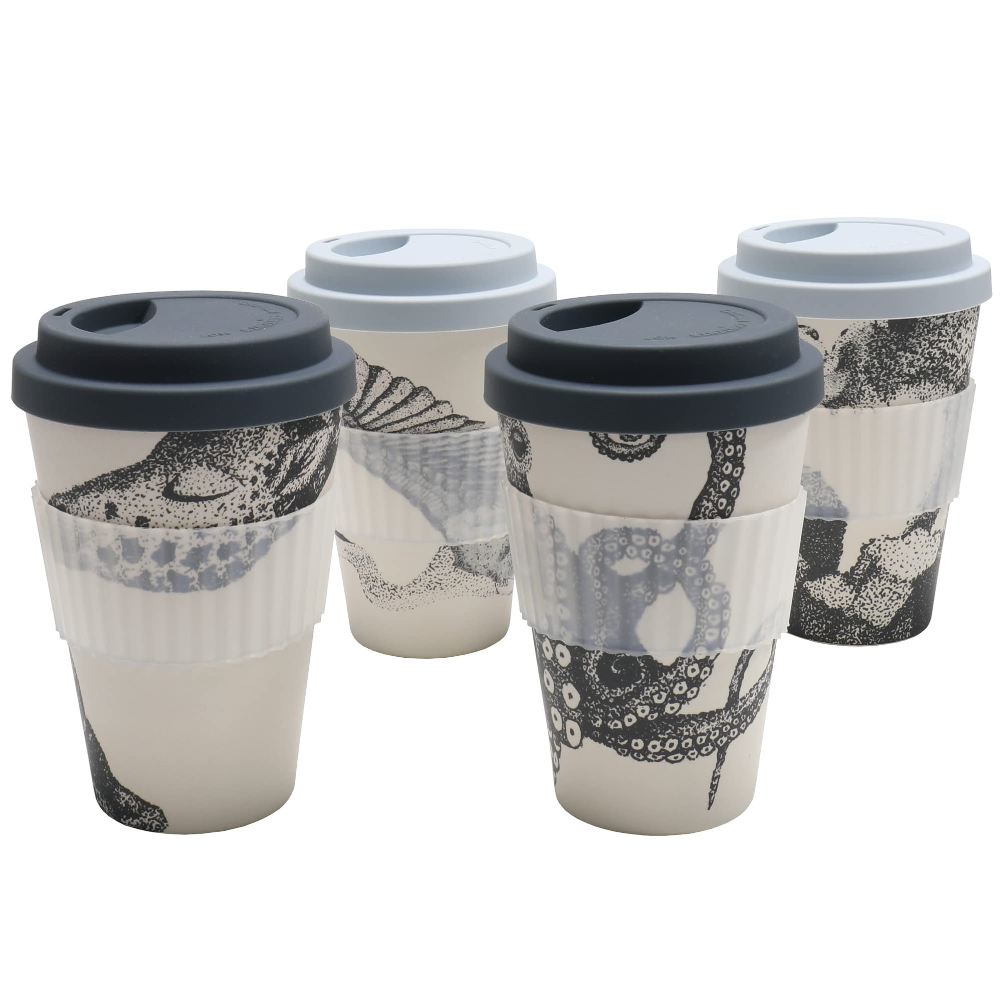 Photo 1 of Chef Craft Eco Bamboo Fiber Travel Mug, 16 Ounce 4 Piece Set, Natural