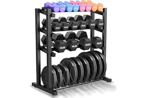 SKYPELIA Upgraded 4-Tier Dumbbell Rack, 1100LBS Weight Rack for Home Gym, Barbell Holder Bumper Plate Storage Rack with Adjustable Height & Width Design, Heavy Duty Weight Storage Organizer (Rack Only)