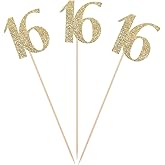 Pack of 10 Gold Glitter 16th Birthday Centerpiece Sticks Number Age 16 Table Topper Anniversary Pary Decorations