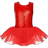 Arshiner Girls Dance Tutu Dress Sparkly Sequin Ballet Leotards Cross Back Ballerina Costumes for Toddler Party