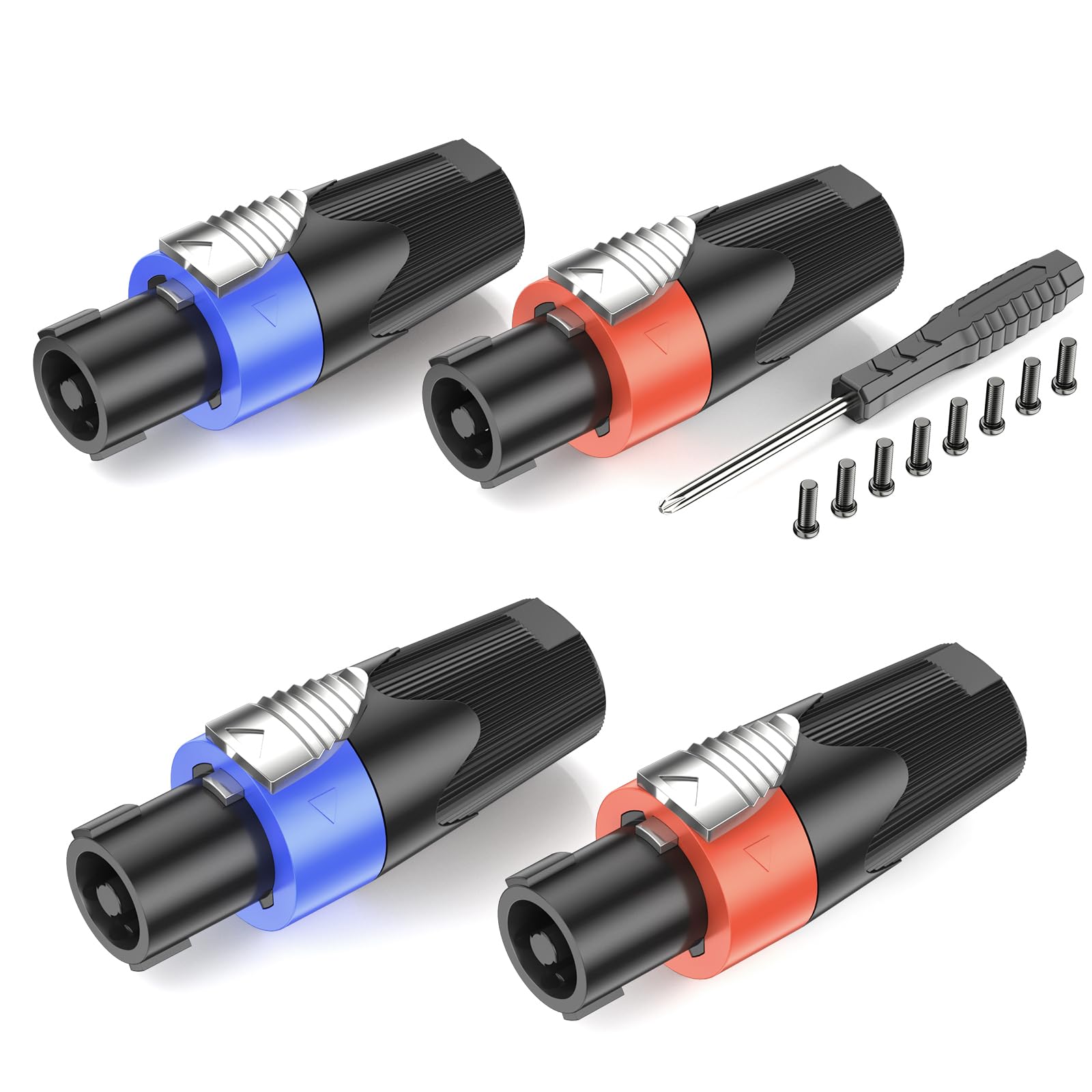 GCTBL 4Pack Speakon Connectors 4 Pole Audio Speaker Plug Adapter With Twist Lock Suitable for NL4FC NL4FX NL2FC