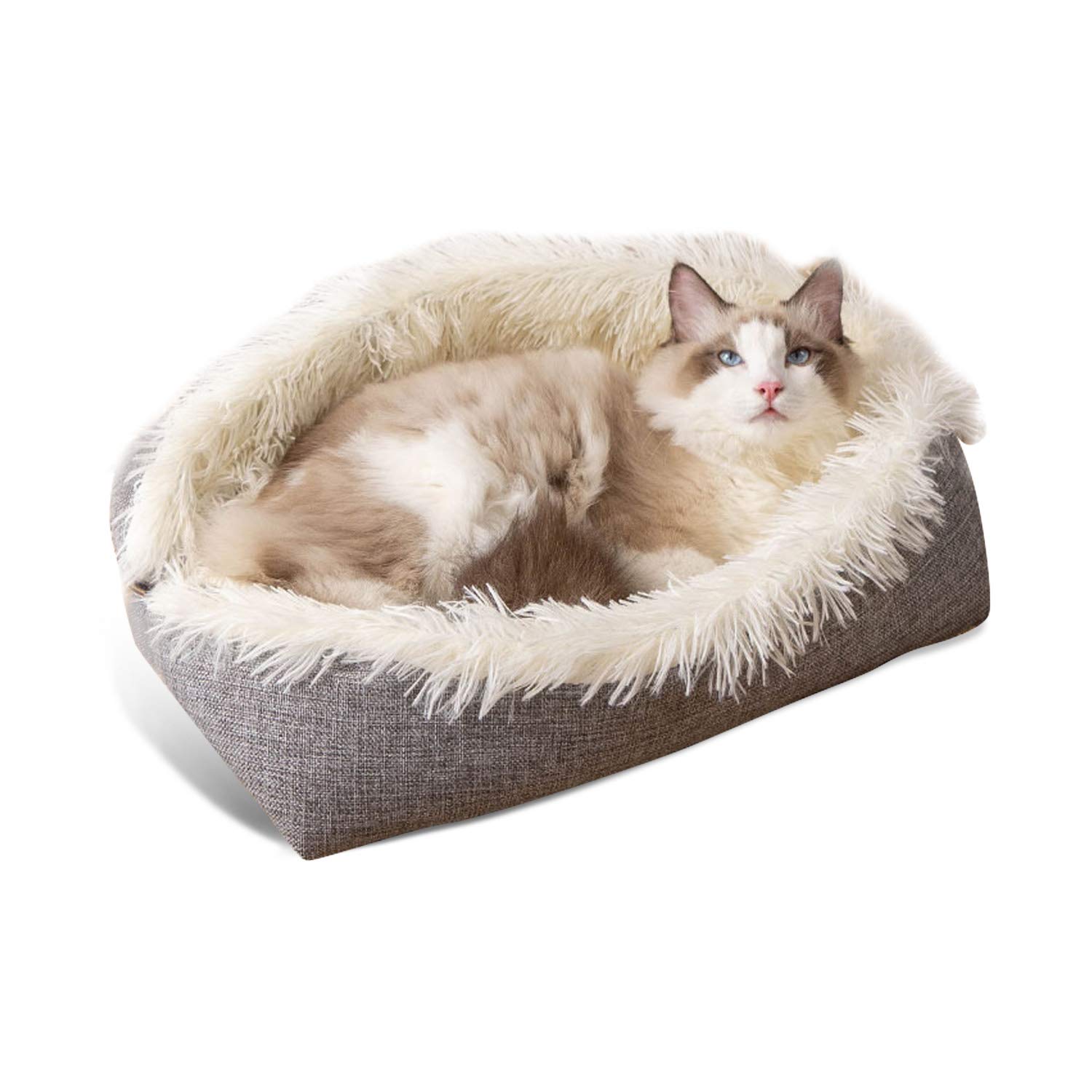 PETCUTE Cat bed blanket fluffy pet mat bed convertible machine washable puppy bed mat