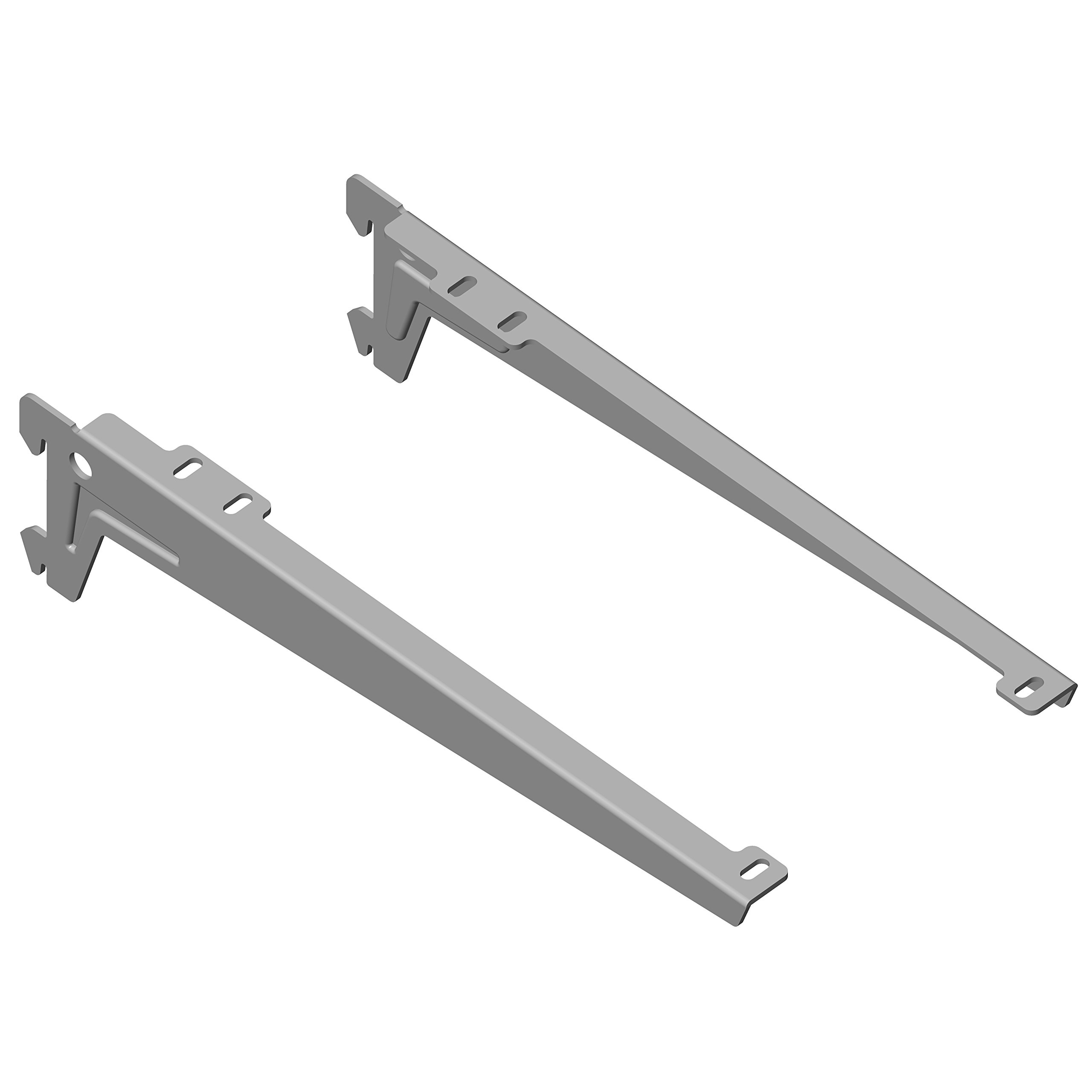 Element System Winkelträger Bracket 1–Row, Set of 2, 5 Settings, 3 Colours, Length 28 cm for Wooden Floors, Wall Rail, 18133–00053 White Aluminium