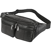 ZZNICK Genuine Leather Fanny Pack/Waist Bag/Organizer with Adjustable Belt, Multiple Pockets For Men and Women