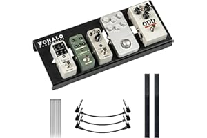VOHALO Mini Guitar Pedal Board 14" Guitar Effects Compact Small Pedalboard with Pedals Mountain Tape, Cable Tie & Patch Cables, Black 14.1"x 5.5"x 1.2"/1.8"
