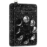 Yonlevres Moon Lunar Credit Card Holder Slim RFID Wallet Women Small Travel | Front Pocket, Handy, RFID Blocking, Woman Girls Ladies Gifts, D-ring for Keychain,Thin Mini Card Case, ID Window, PU Leather