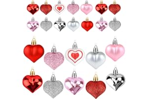 AKEROCK Valentines Day Decor, 48 Pcs Heart Ornaments for Valentines Tree Decorations, Valentines Decorations for The Home, Heart Decor for Christmas Tree, 10 Styles