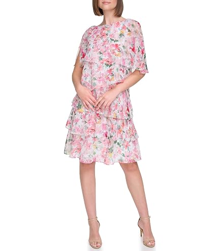 Jessica Howard Womens Lurex Chiffon Fit & Flare