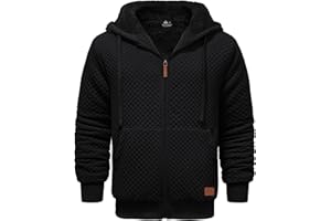 ZITY Men's Zip Up Hoodie Sherpa Lined Heavyweight Jacket Waffle Knit Fleece Thick Winter Warm Sweatshirt