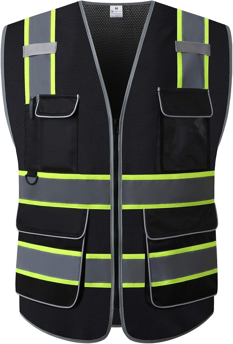 UNINOVA High Visibility Safety Vest - Multi Pockets Reflective Mesh Breathable Workwear, ANSI/ISEA Standards (Medium, Black Mesh-02) - - 