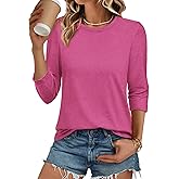 ATHMILE Womens 3/4 Sleeve Blouse Summer Tops Fall Shirt Fashion Blouses Beach Vacation Clothes Spring Tunic 2026 Trendy