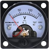 Baomain Analog Dial Panel Meter Voltmeter Gauge SO-45 AC 0-150V Round Black