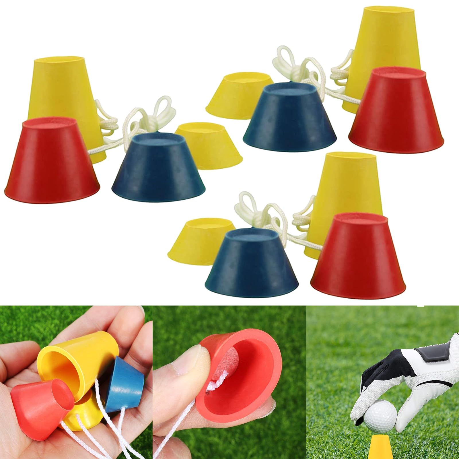 AMRTA Rubber Golf Tees Winter for Range Mats for Golf Mat Mixed Size Training Practice Kits, Winter Golf Tees Set with Different Heights for Frosty Days Hard Ground (12 Pcs)