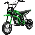Aosom Electric Dirt Bike with Twist Grip Throttle, 24V 350W Off-Road Electric Motorcycle Up to 15 MPH with Brake, Music Horn, Rear Suspension for Ages 13+ Years, Green