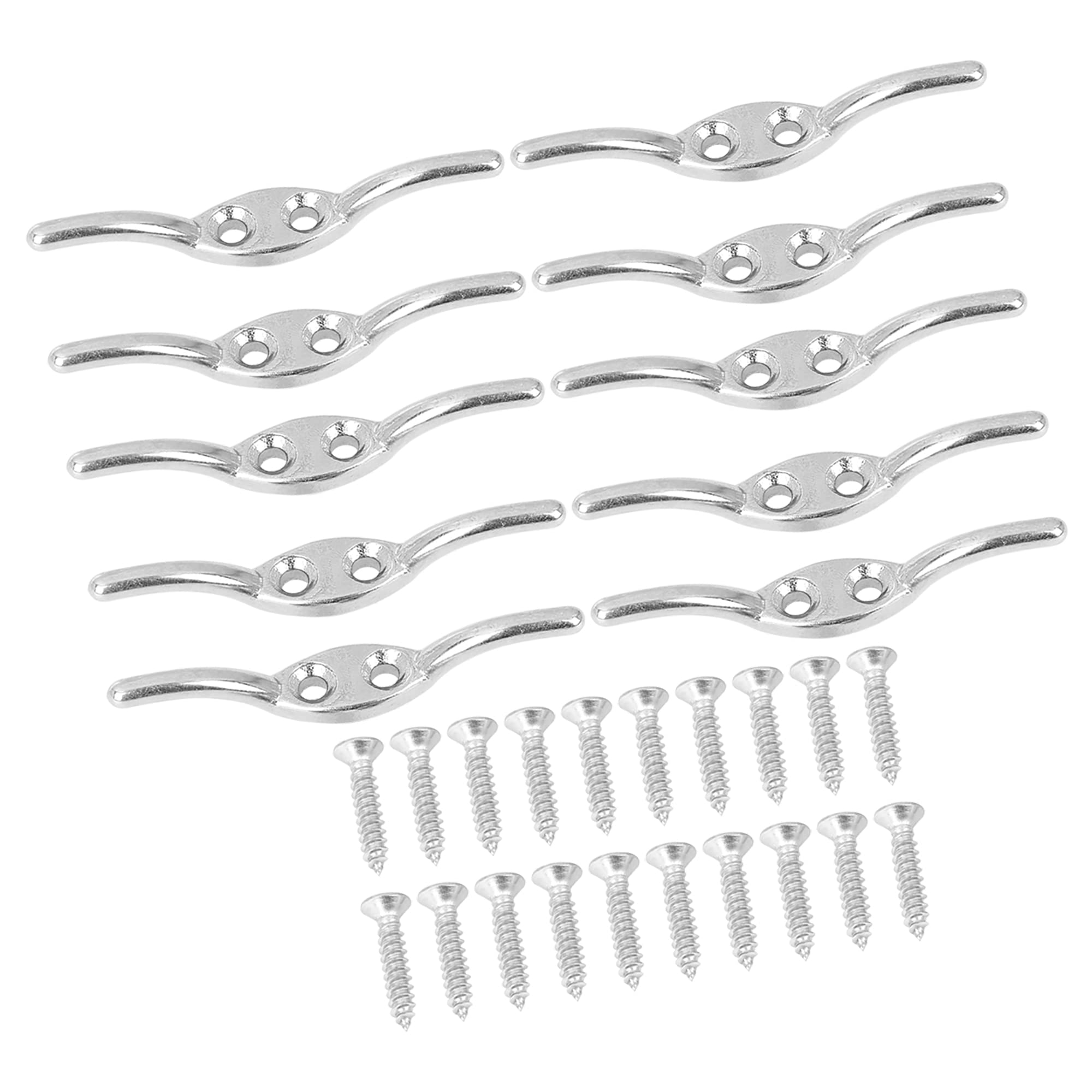 A ABSOPRO Boat Flagpole Cleat Hook 316 Stainless Steel Silver Tone (Set of 10)