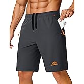 TACVASEN Men's Running Athletic Shorts 9" Quick Dry Workout Gym Shorts Lightweight Summer Shorts 3 Zipper Pockets