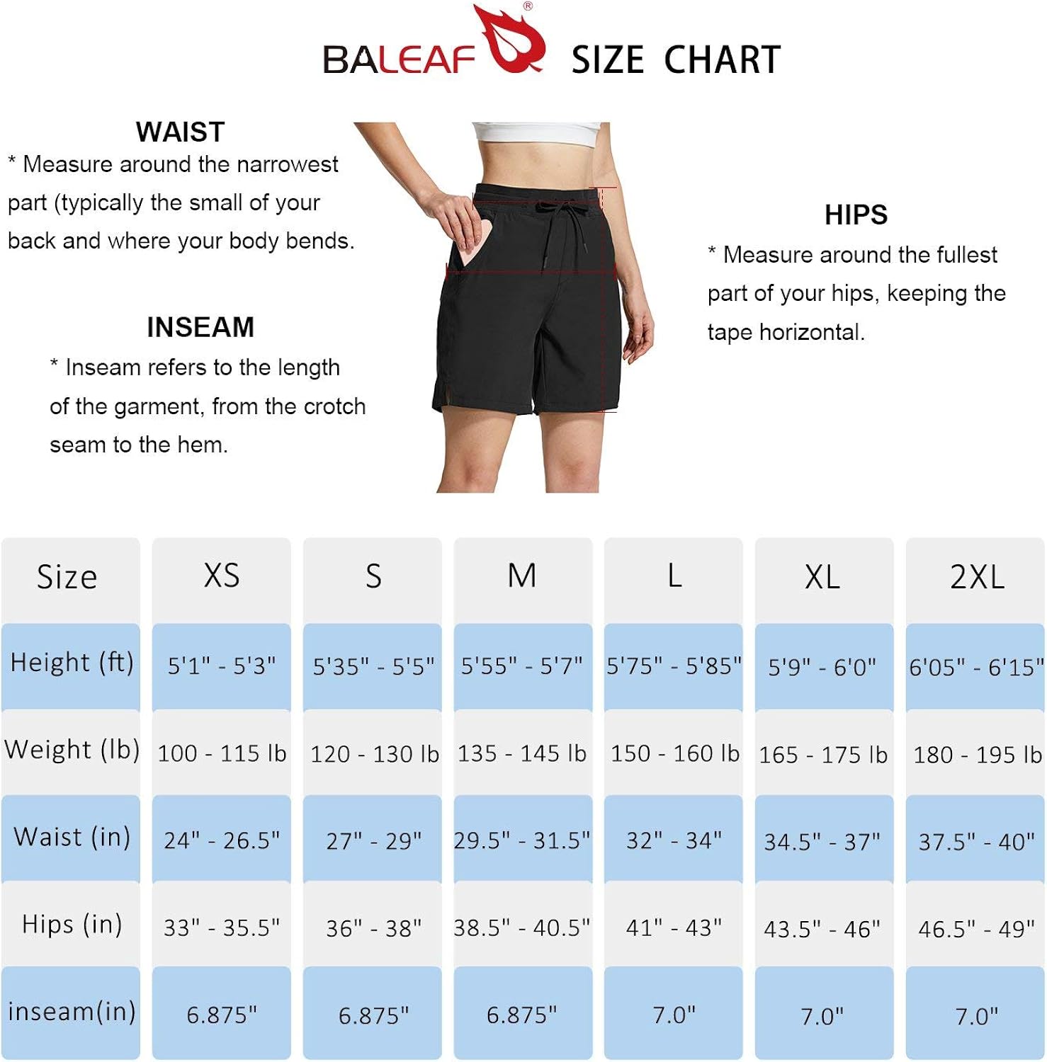 BALEAF Women's 7" Hiking Shorts 5 Pockets Quick Dry UPF 50+ Stretch Athletic Shorts for Camping, Travel, Running: Clothing