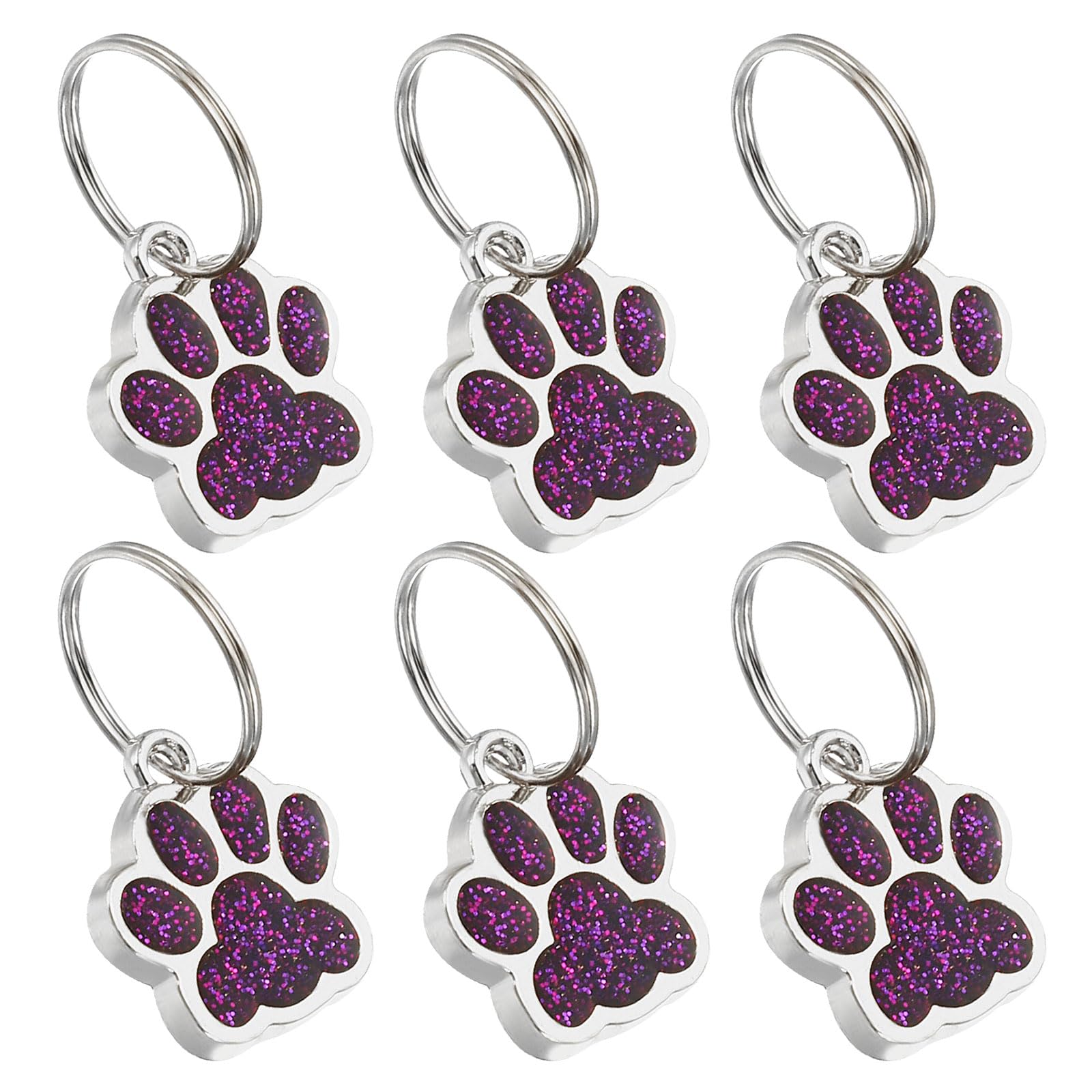 PATIKIL Animal Dog Cat Paw Print Pendants, 6 Pcs Crystal Footprint Dog Cat Paw Prints Pendants for DIY Necklace Bracelet Enamel Jewelry Making, Purple