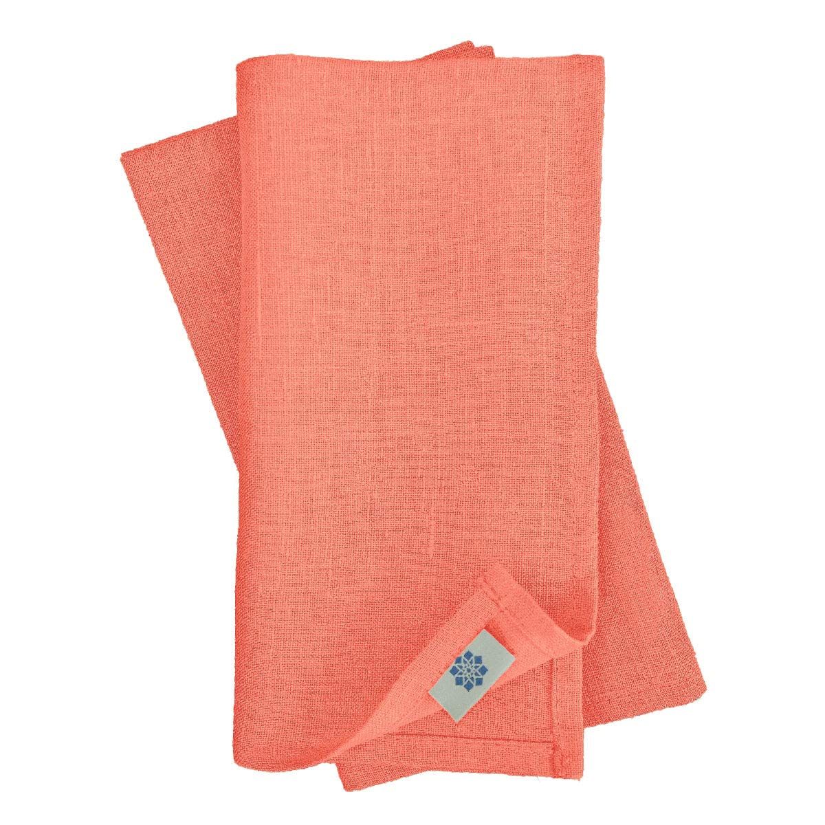 Linen & Cotton Napkins Set of 4 Hygge - 100% Linen, Coral Roses (32 x 32 cm) Washable Square Serviettes Cloth for Home Dinner Table Decoration Restaurant Cafe Hotel Events Summer Party