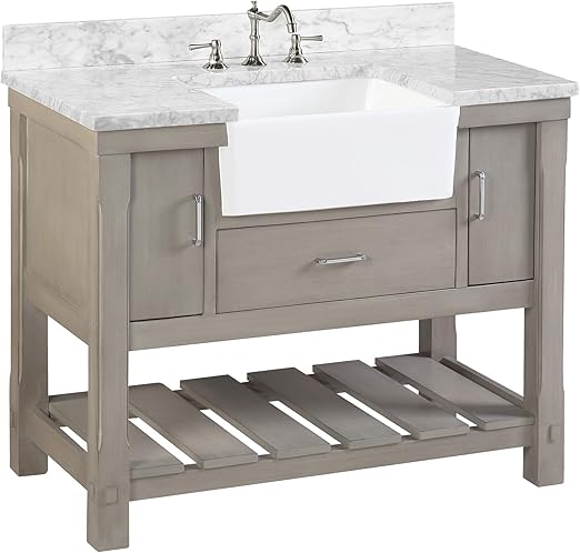 Amazon Com Charlotte 42 Inch Bathroom Vanity Carrara Weathered