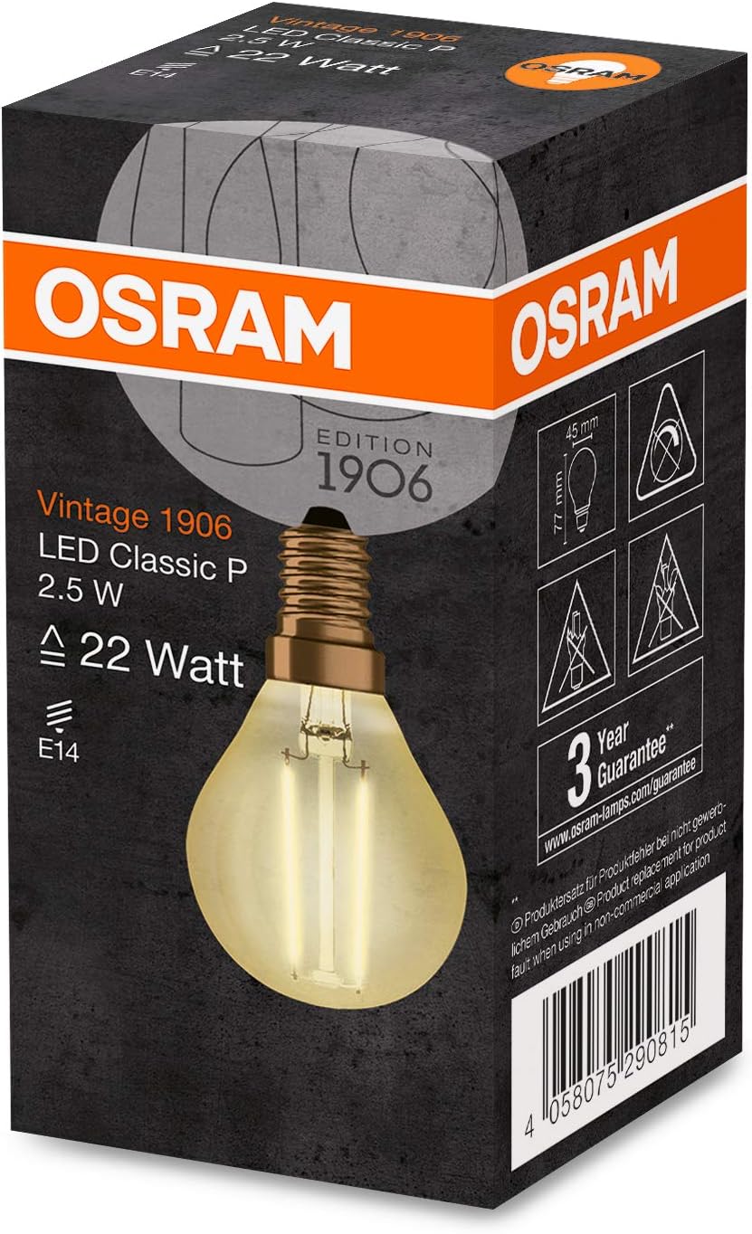 OSRAM LED lamp, Base: E14, Warm White, 2400 K, 2.50 W, Replacement for 22 W Incandescent Bulb, Clear - Image 4