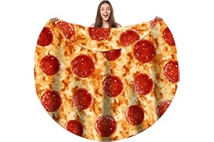 Bcareself Pizzas Blanket Adult Kdis Size 2.0 Double Sided Funny Realistic Food Personalized Throw Blanket Novelty Gift for Everyone Soft Pepperoni Pizzas Blanket Soft Flannel 60 inches