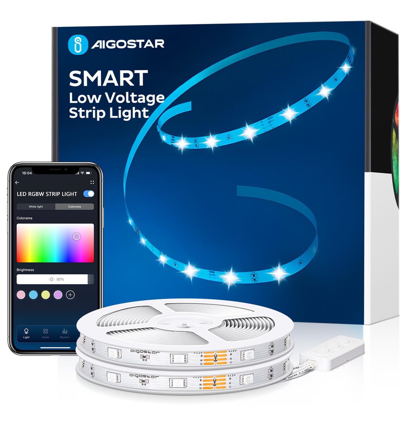 Aigostar RGB Led Strip Light 20m Alexa Smart Strip Lights Smart WiFi App Control Remote Led Lights for Bedroom Living Room TV Party by Music Sync Mode 2 Rolls of Led Strip Light 10m — image 1