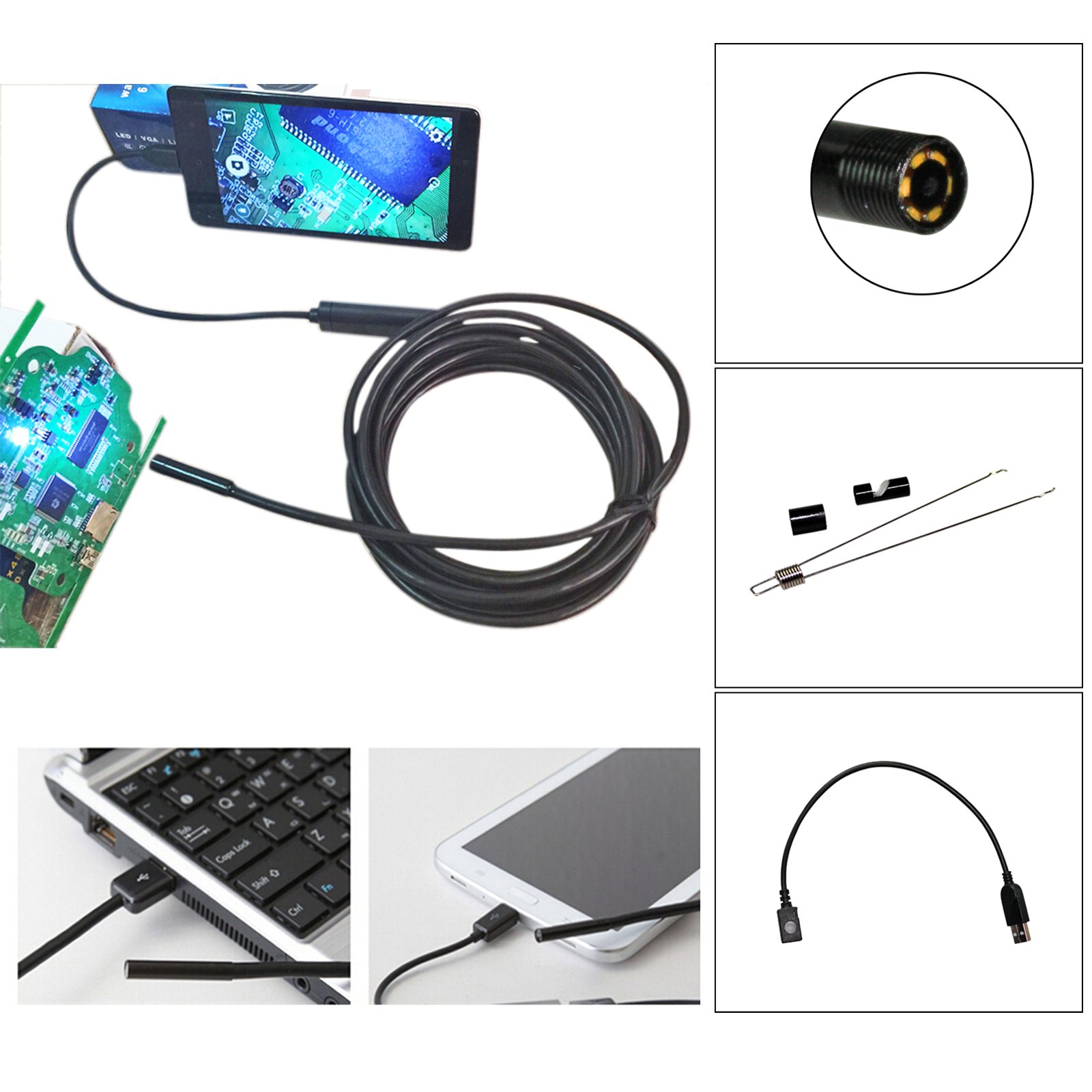 7mm 6 LED Android OTG USB Endoscope Camera IP67 Waterproof Inspection