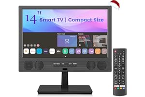Feihe 14 Inch Small Smart TV, HD LED Flat Screen Smart TV with ATSC Tuner/HDMI/USB/AV for Kitchen, RV, Camper, Bedroom or Travel Use