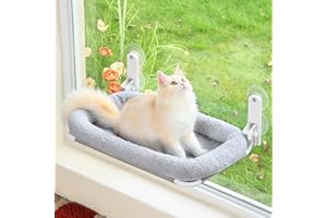 Zakkart Foldable Cat Hammock for Window - Cordless, Embeded Machine Washable Padded Bed, Robust Metal Frame - Cat Window Perc