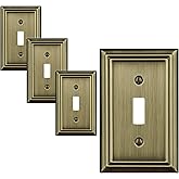 OKAWYC Single Toggle Light Switch Cover Adler Metal Wall Plate, 4-Pack Antique Brass 1 Gang, Light Switch Cover Decorative Wallplate, Durable