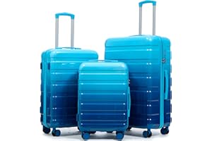 Merax 3 Luggage Sets, ABS Hardshell Suitcase Spinner Wheels with Lock