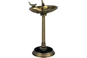 Outsunny 32" Tall Bird Bath with 2 Decorative Birds, Vintage Style Birdbath with Flower Planter Base, Planter Decoration Yard