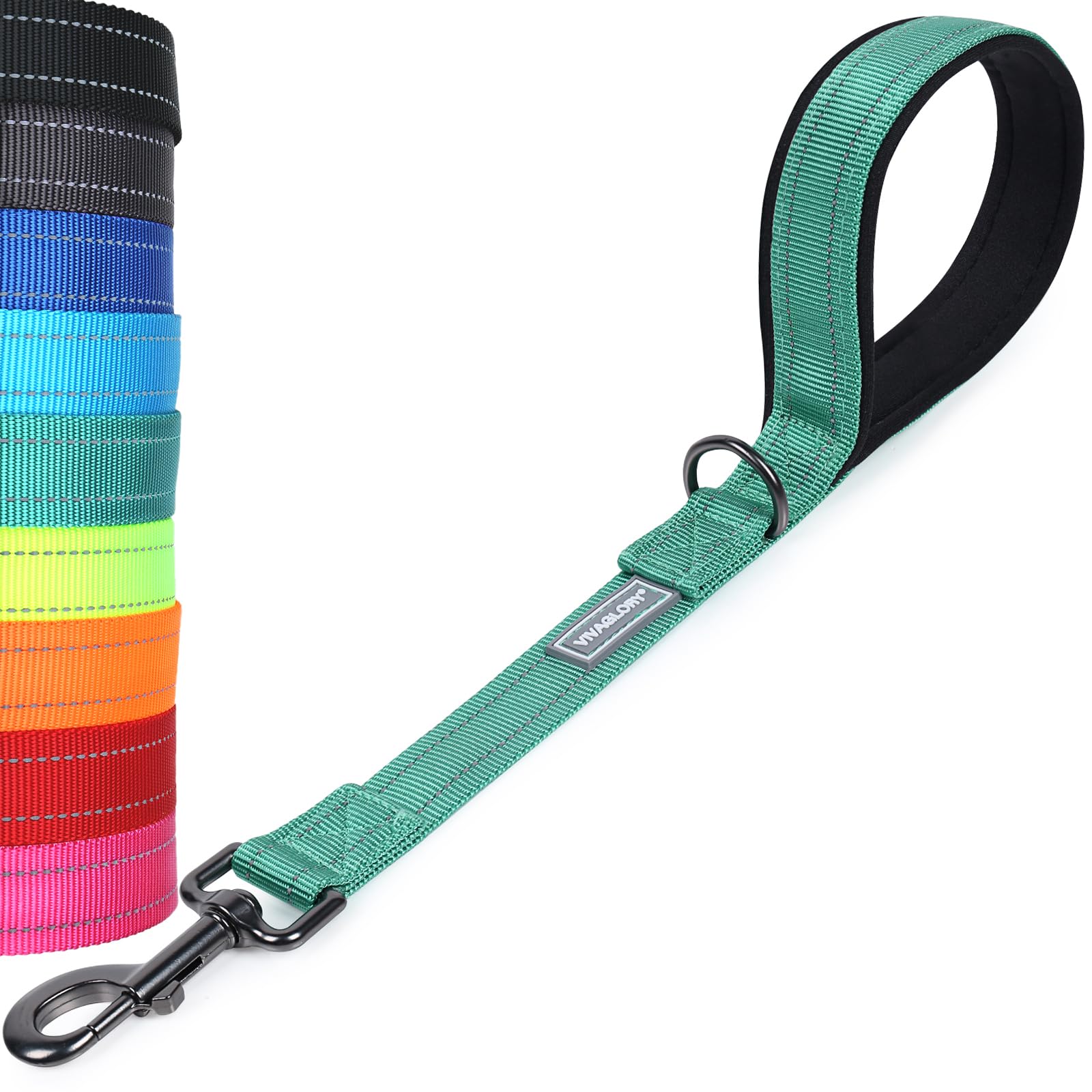 VIVAGLORY Short Dog Lead Closerok Traffic Leash for Dog with Soft Padded Handle for Training & Walking, 46cm, Green