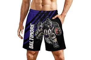 DIYBA4S Men's Football Shorts City Mascots Beach Trunks Casual Pants Game Day Gifts for Football Fans Men S-3XL