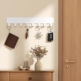 pickpiff White Wall Key Holder 8 Hooks Adhesive No Drill Rust-Resistant view 2