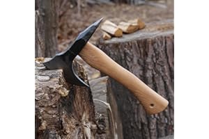 AKBFOX Hatchet Axe Spike Hawk, 11" Forged Carbon Steel Chopping Axe for Wood Splitting, Kindling, Outdoor Camping