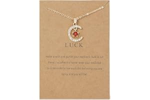 Moon Star Crystal Birthstone Wish Card Pendant Necklace for Women Birthday Gift