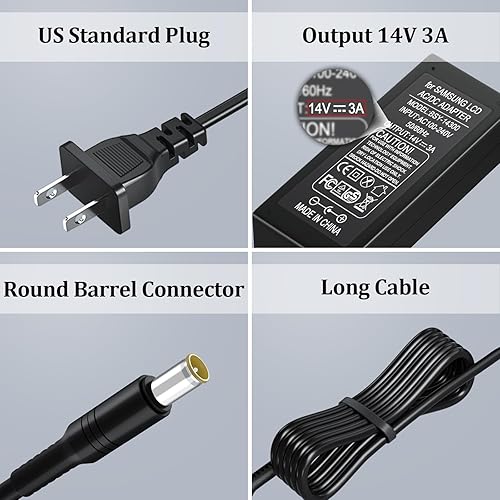 14V Power Cord for Samsung Monitor, SoulBay 14V 3A AC Adapter