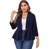 KOJOOIN Women Plus Size Casual Blazer Open Front Long Sleeve Work Office Cardigan Jackets