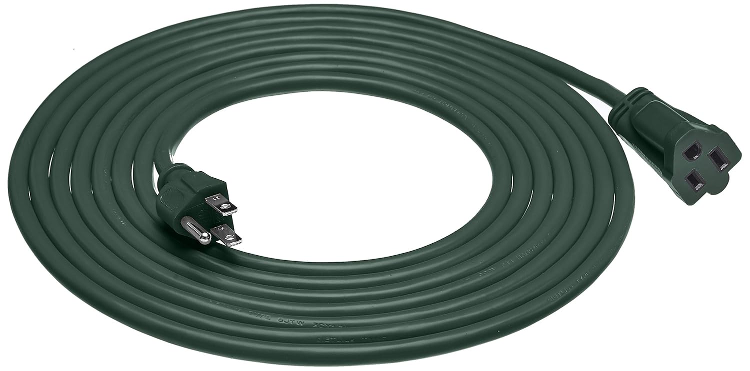 50Foot Green Basics 16/3 Vinyl Outdoor Extension Cord Wiring