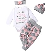 LYQTloml Newborn Baby Girl Clothes Thanksgiving Outfits Infant Romper Ruffle Long Sleeve Sunflower Floral Pants Cute Toddler Baby Girl Clothes Set 3PC Christmas Gifts