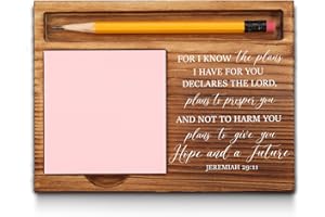 AKEKE Bible Verse Jeremiah 29:11 Gifts Sticky Note Holder, for I Know The Plans I Have for You Inspirational Motivational Quotes Religious Scripture Self-Stick Note Pad Holders GAA35