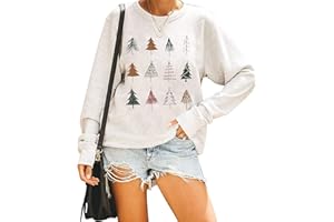 Yimoya Leopard Merry Christmas Tree Sweatshirt Womens Plaid Holiday Merry Blouse Xmas Tops
