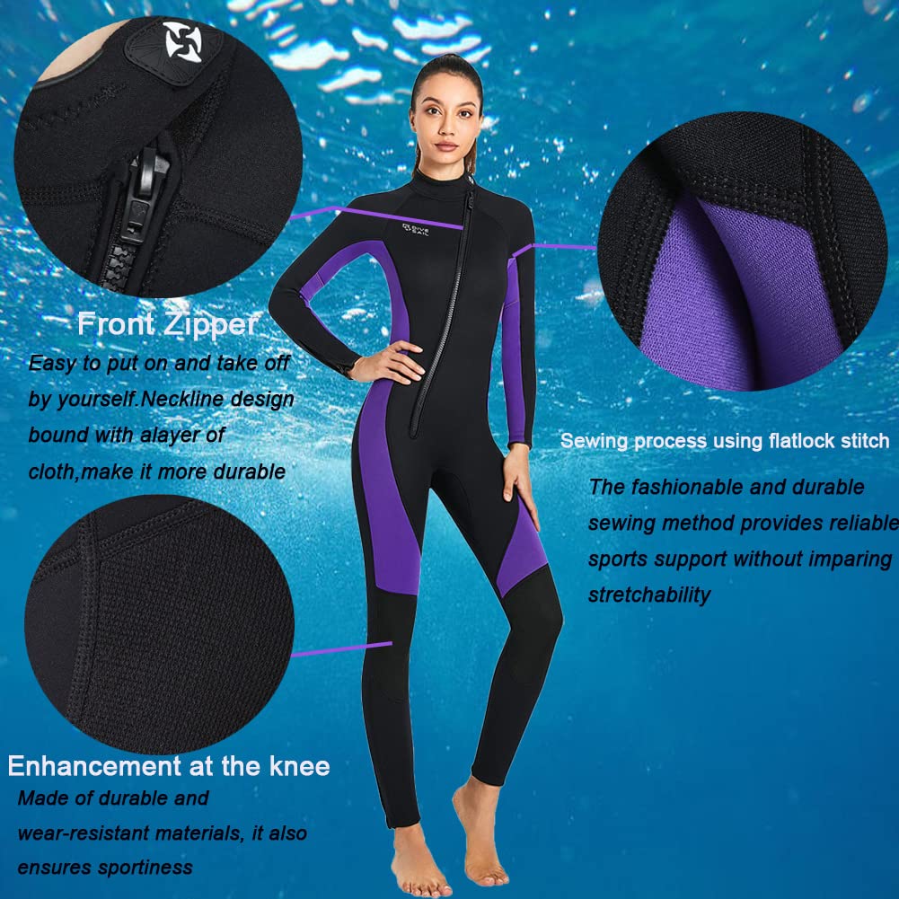 Combinaison Plongée 3mm Néoprène – Fermeture Dos, UV 50+, Genoux Renforcés, Pour Surf, Snorkeling, Kayak