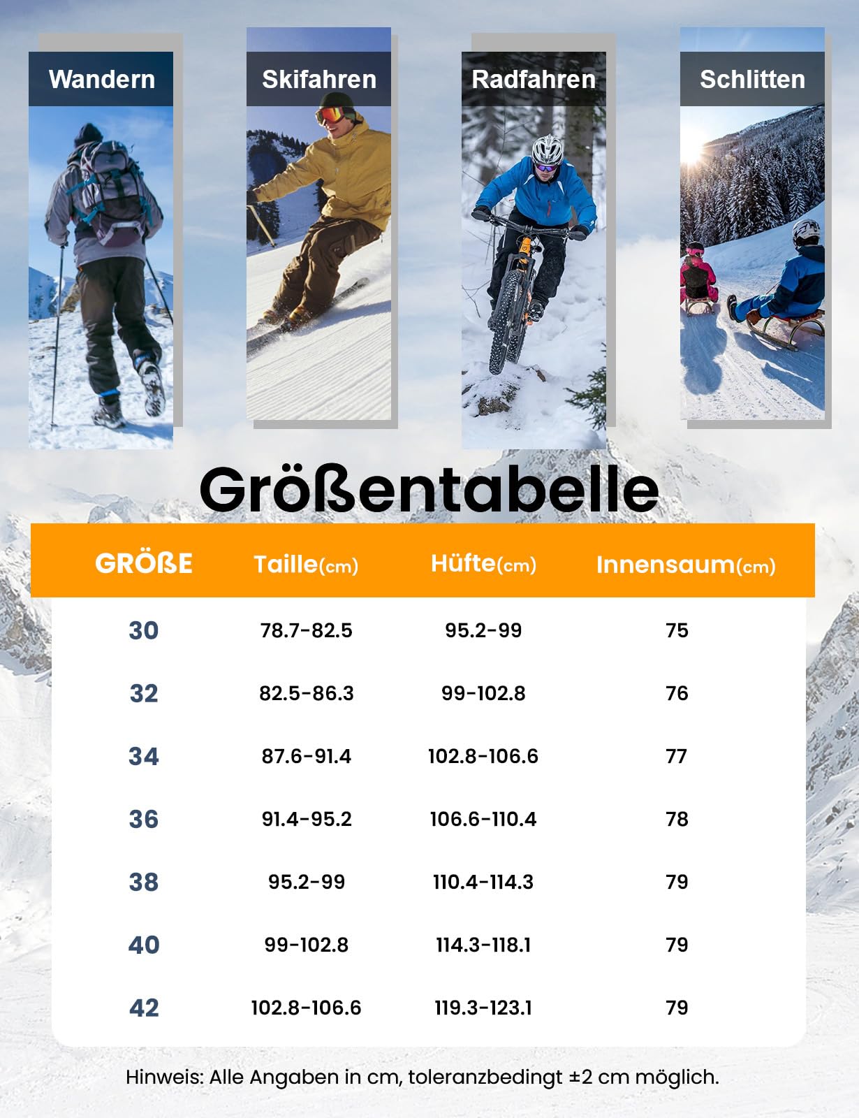 Rdruko Wanderhose Herren Skihose Wasserdicht Softshellhose Gefüttert Winddicht Thermohose Winter Outdoorhose Snowboardhose Trekkinghose - Schwarz, 32 7