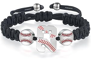 XOYOYZU Baseball Number Bracelets for Men Athletes Jersey Number Bracelet Handmade Braided Adjustable Bracelets Personalized Baseball Gifts for Men