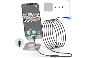 ZOIOT Endoscope Camera with Light 5M for iPhone, 1920P Inspection Borescopes with 6Adjustable LED Lights, 16.4ft Semi-Rigid Cable for Pipe Inspection, 8.0mm IP67 Waterproof Insp