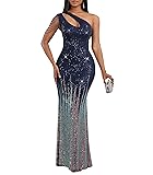Cololura Women Sequin One Shoulder Tassel Mermaid